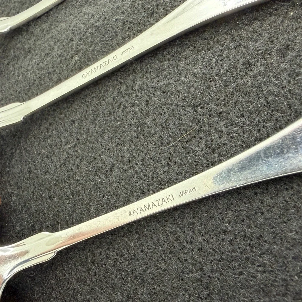 Set of 4 Yamazaki Cara Gold Accent Stainless‎ Teaspoons Dining Flatware Japan
